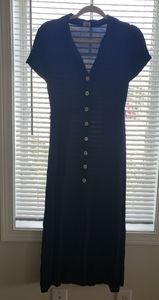Navy collared maxi dress